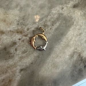 Gorgeous gold, rose gold silver dolphin necklace pendant w out chain